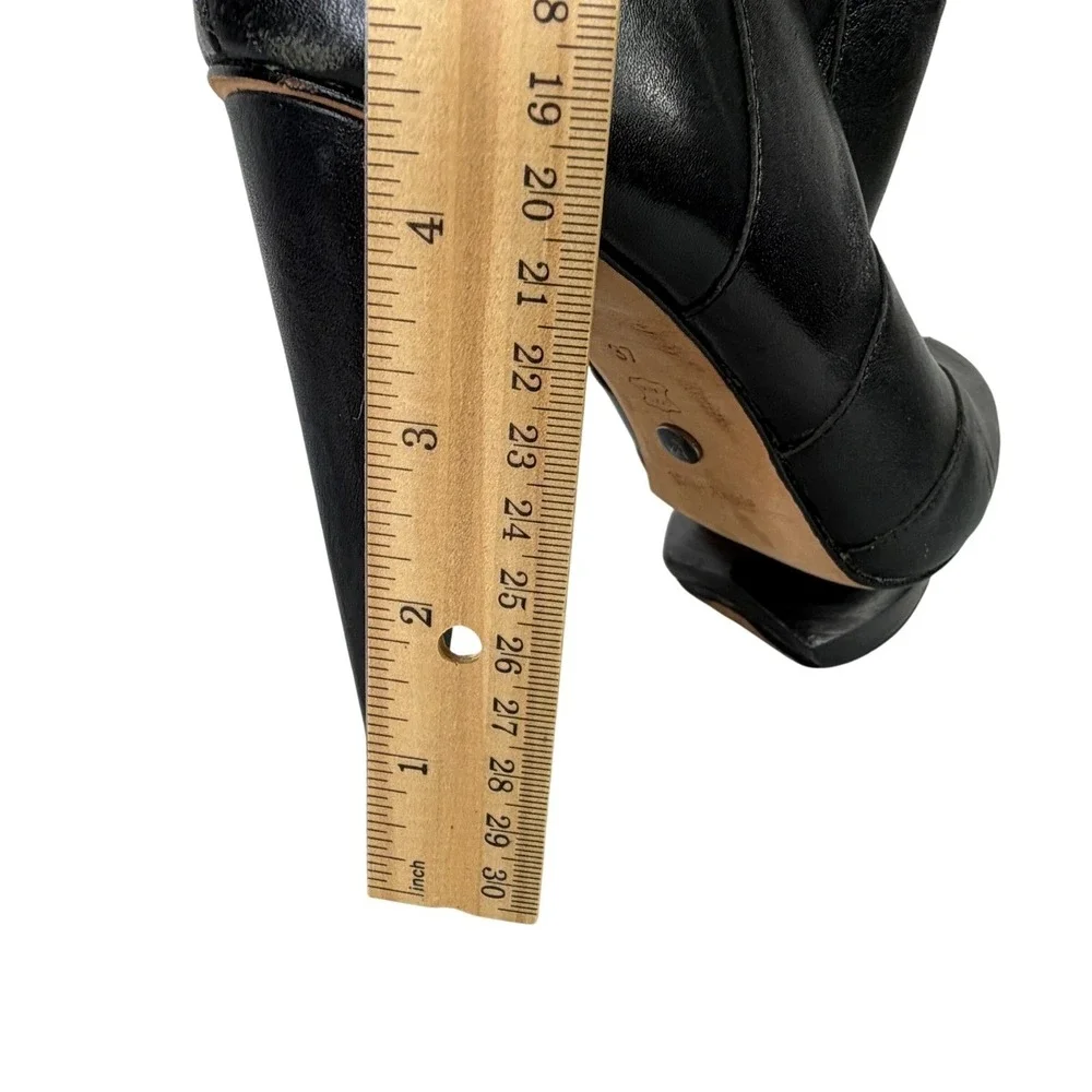 Velvet Angels OTK Leather Platform Boots High Heel Black‎ Women's EU 37 US 7